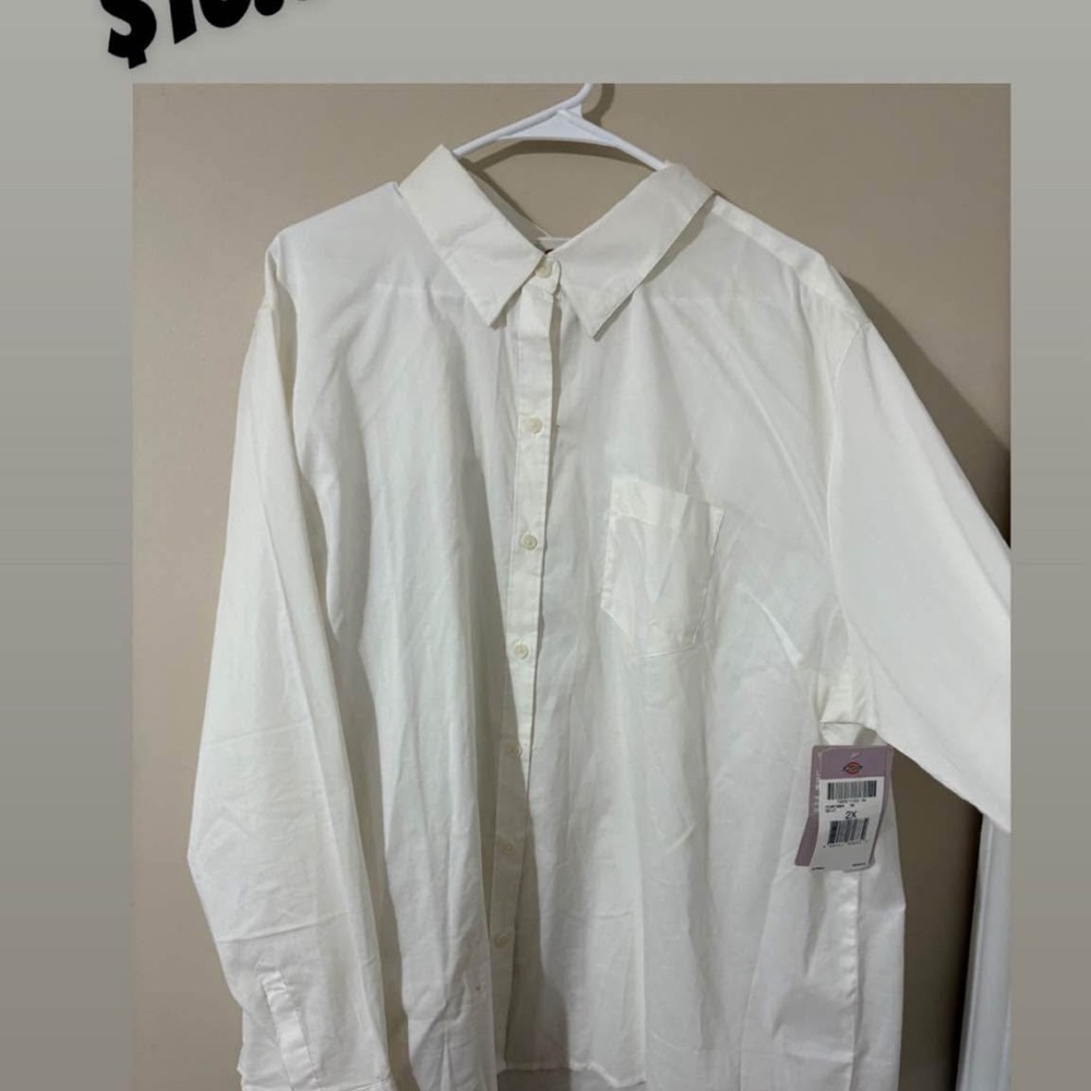 Dickies Women's White Button Down Shirt